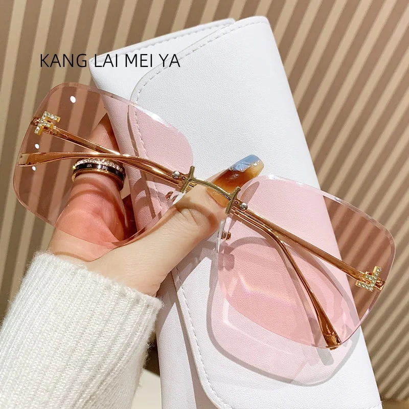 Metal Frameless Sunglasses Women's