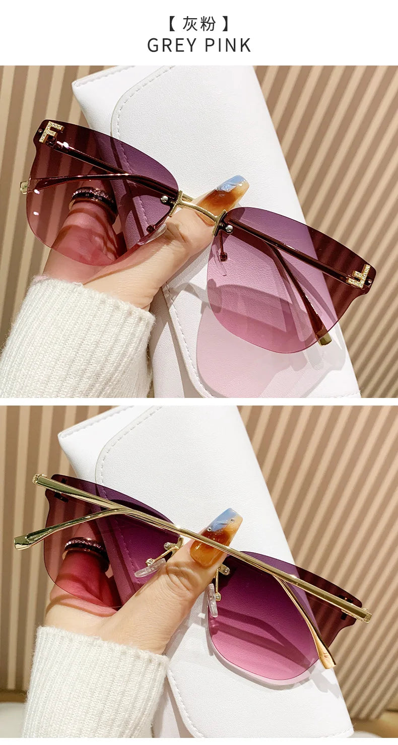 frameless square sunglasses