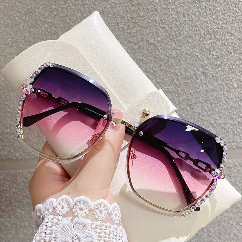 Diamond Decoration Frameless Fashion Sunglasses