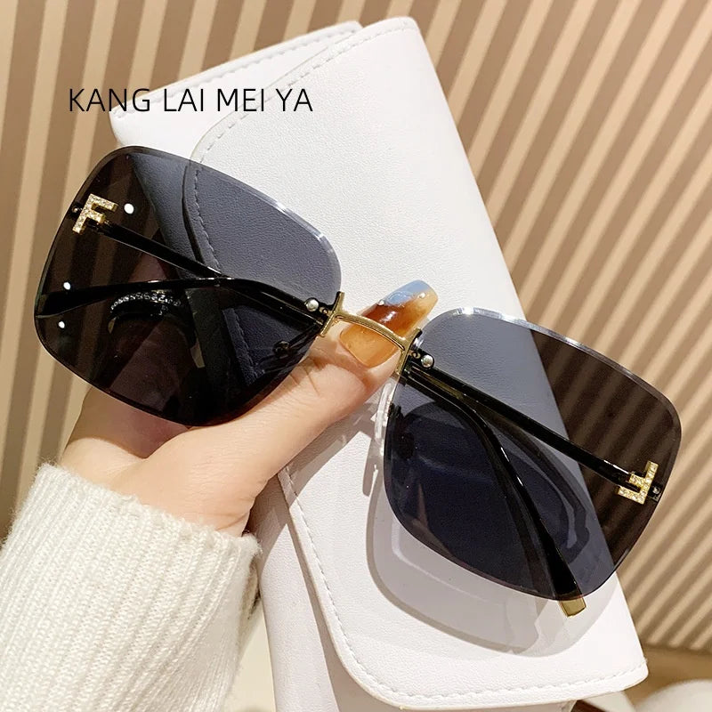 Metal Frameless Sunglasses Women's