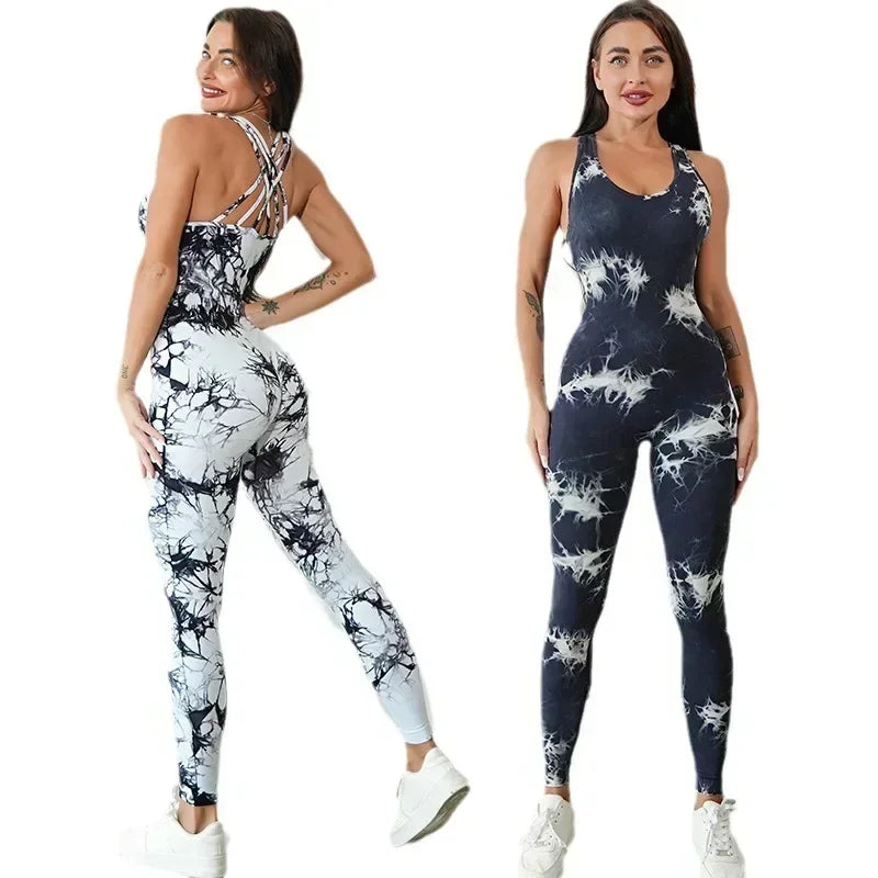 Seamless Tie-Dyed Yoga Jumpsuits
