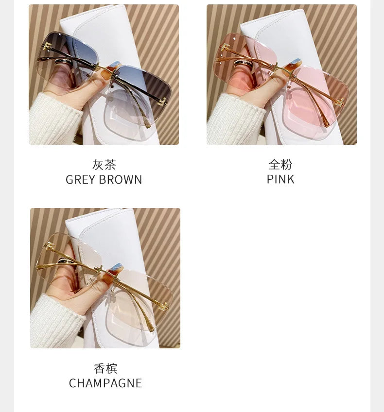 Metal Frameless Sunglasses Women's