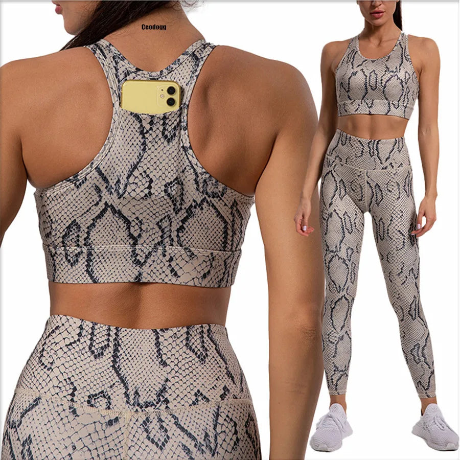 QK Snake Skin Sport Set Women Gym Outfit