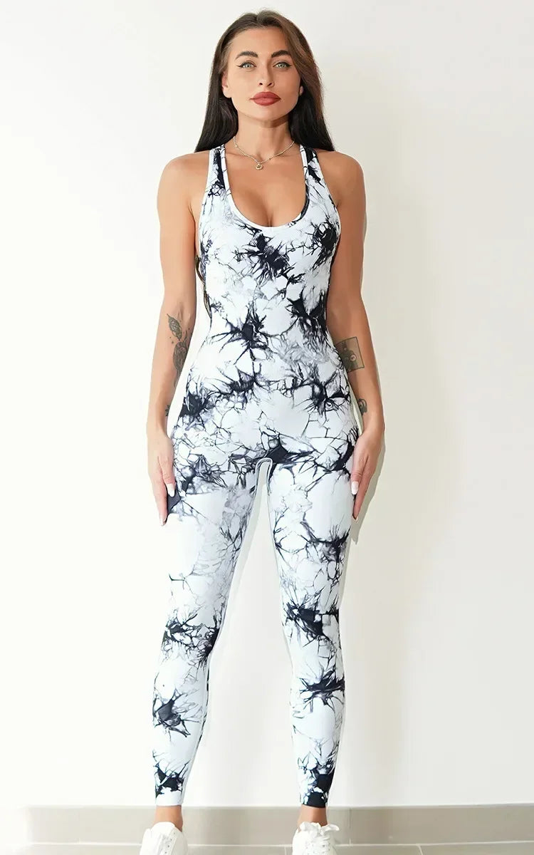 Seamless Tie-Dyed Yoga Jumpsuits