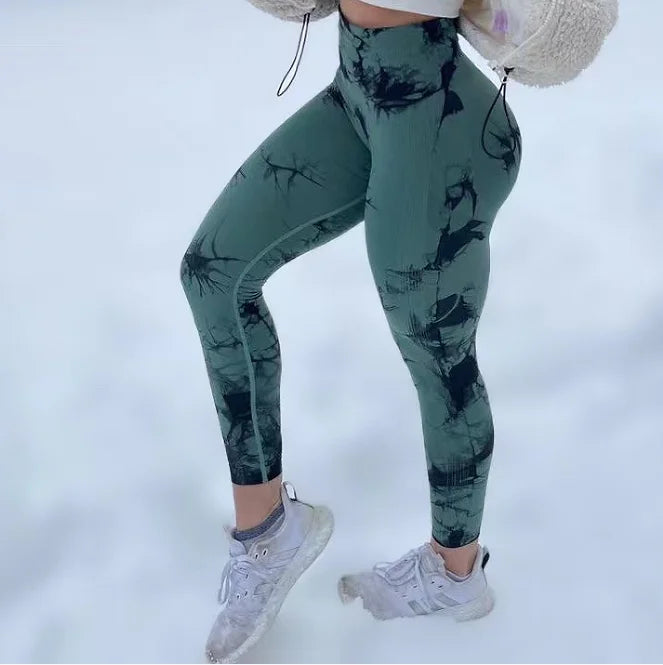 Women Athletic Tie Dye Gym Leggings
