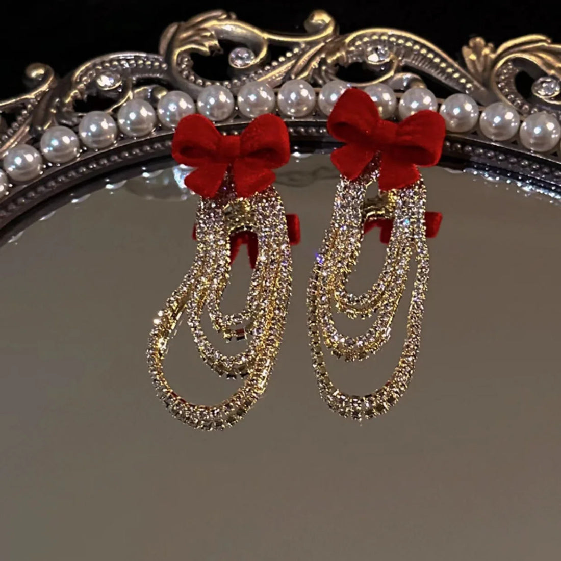 WLP Exquisite Sweet Pink Rhinestone Bow Tassel