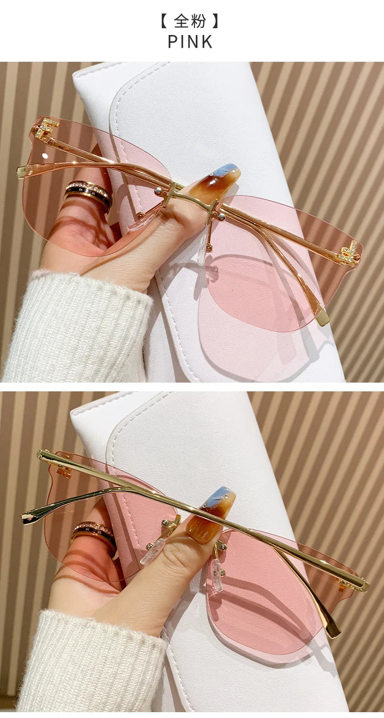 frameless square sunglasses