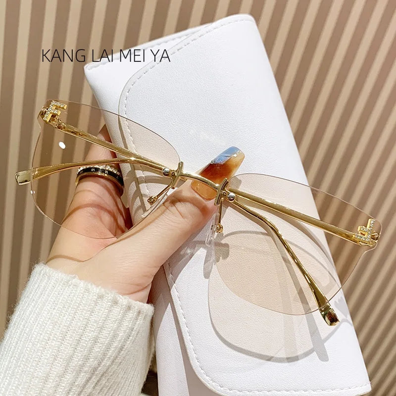 frameless square sunglasses