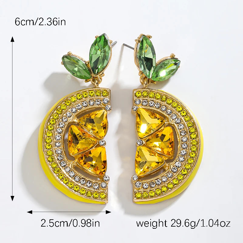 Fashion Bling Pineapple Lemon Dangle Earrings