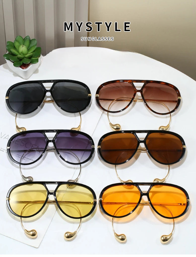 Luxury Brand Designer Oversized Pilot Sunglasses
