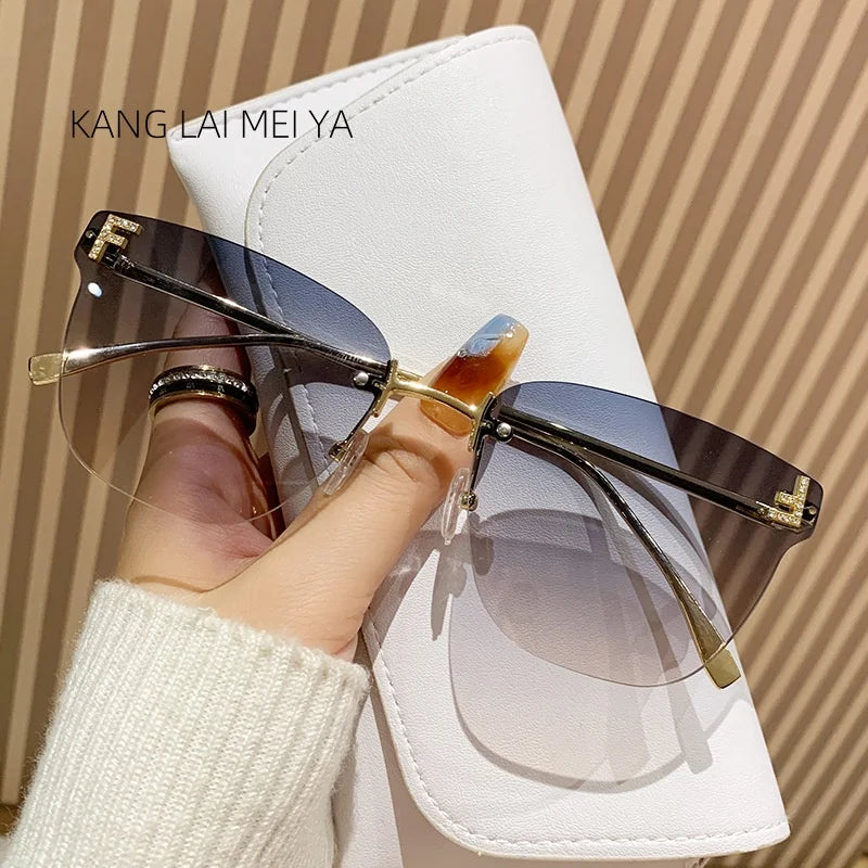 frameless square sunglasses