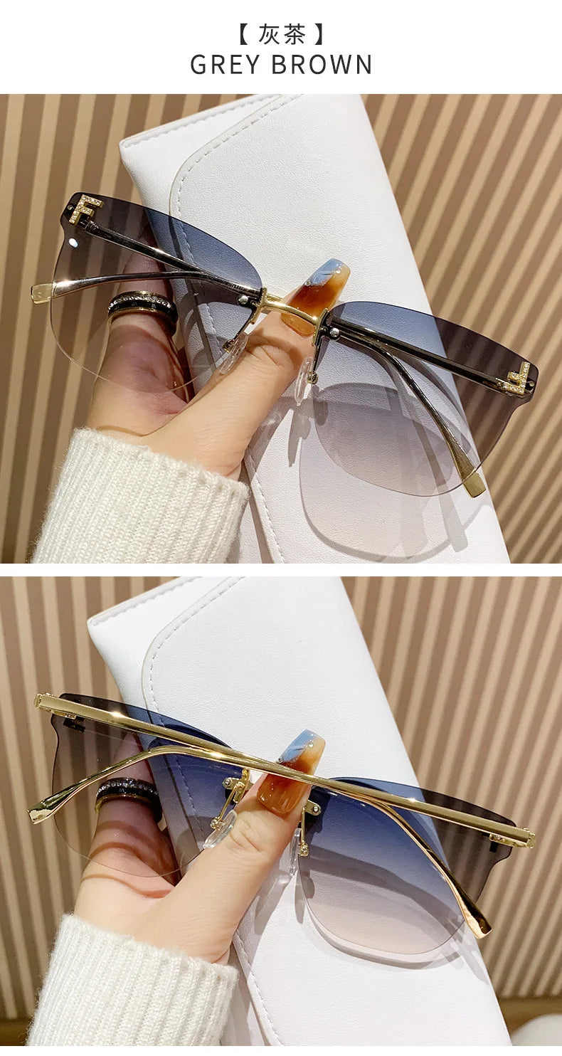 frameless square sunglasses