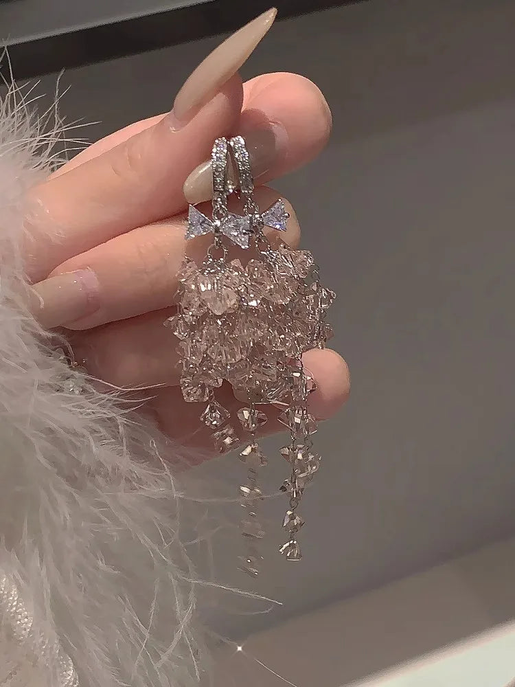 WLP Exquisite Sweet Pink Rhinestone Bow Tassel