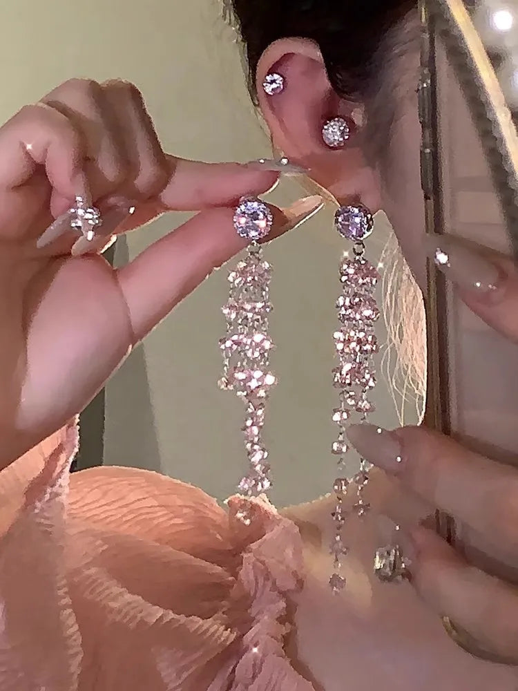 WLP Exquisite Sweet Pink Rhinestone Bow Tassel