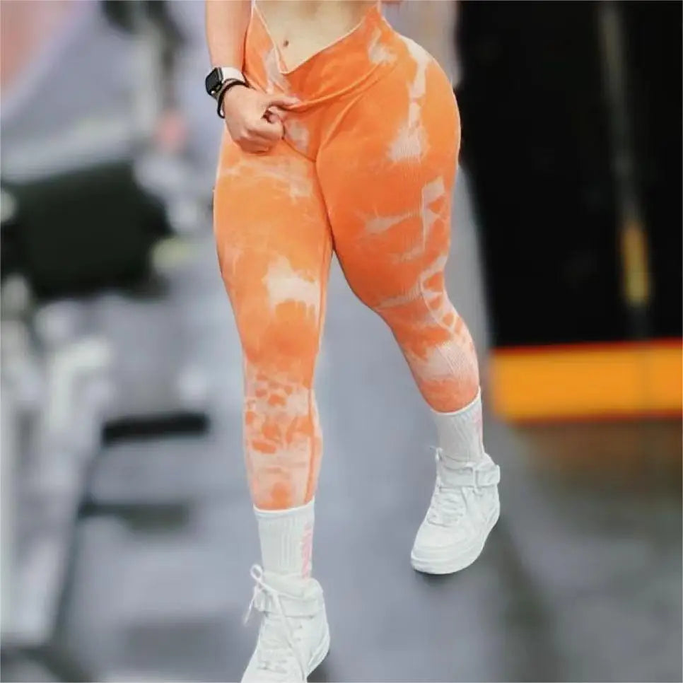 Women Athletic Tie Dye Gym Leggings