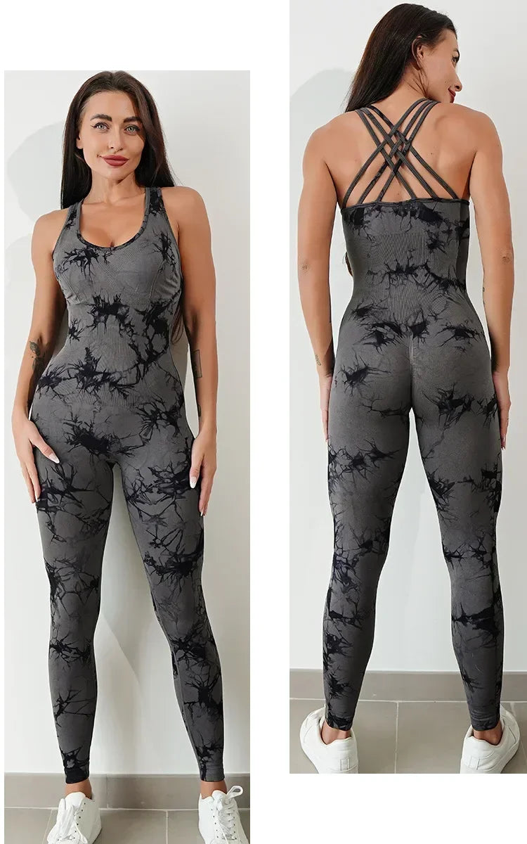 Seamless Tie-Dyed Yoga Jumpsuits