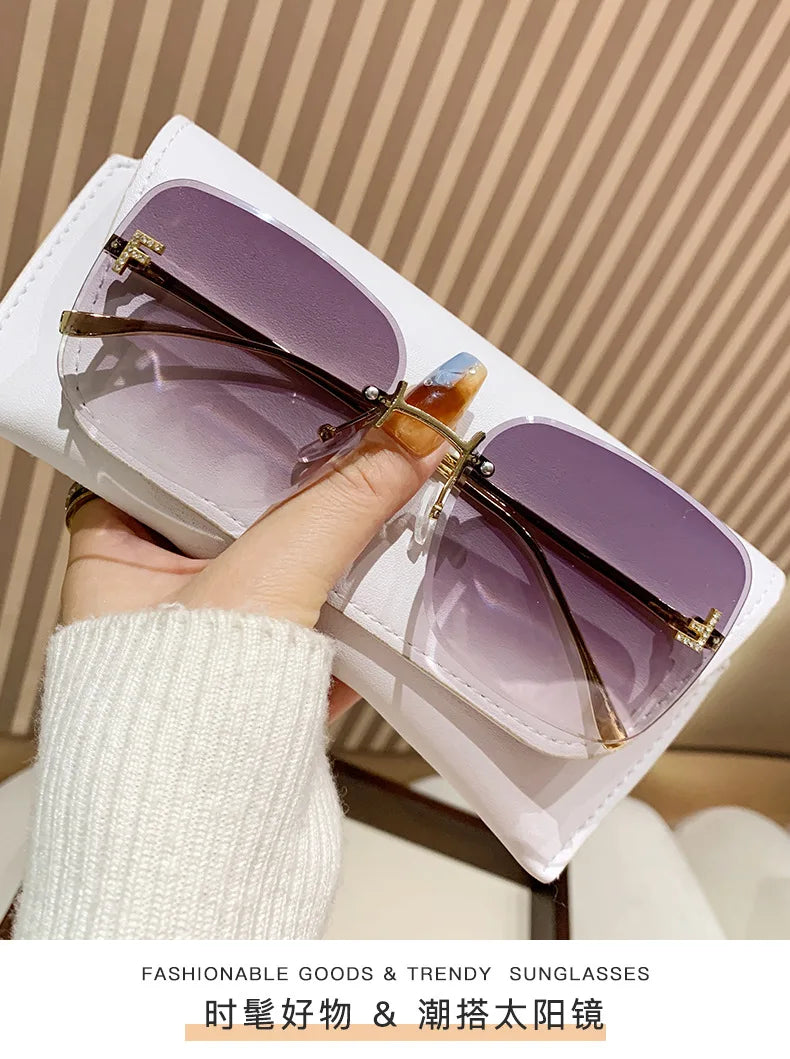 Metal Frameless Sunglasses Women's