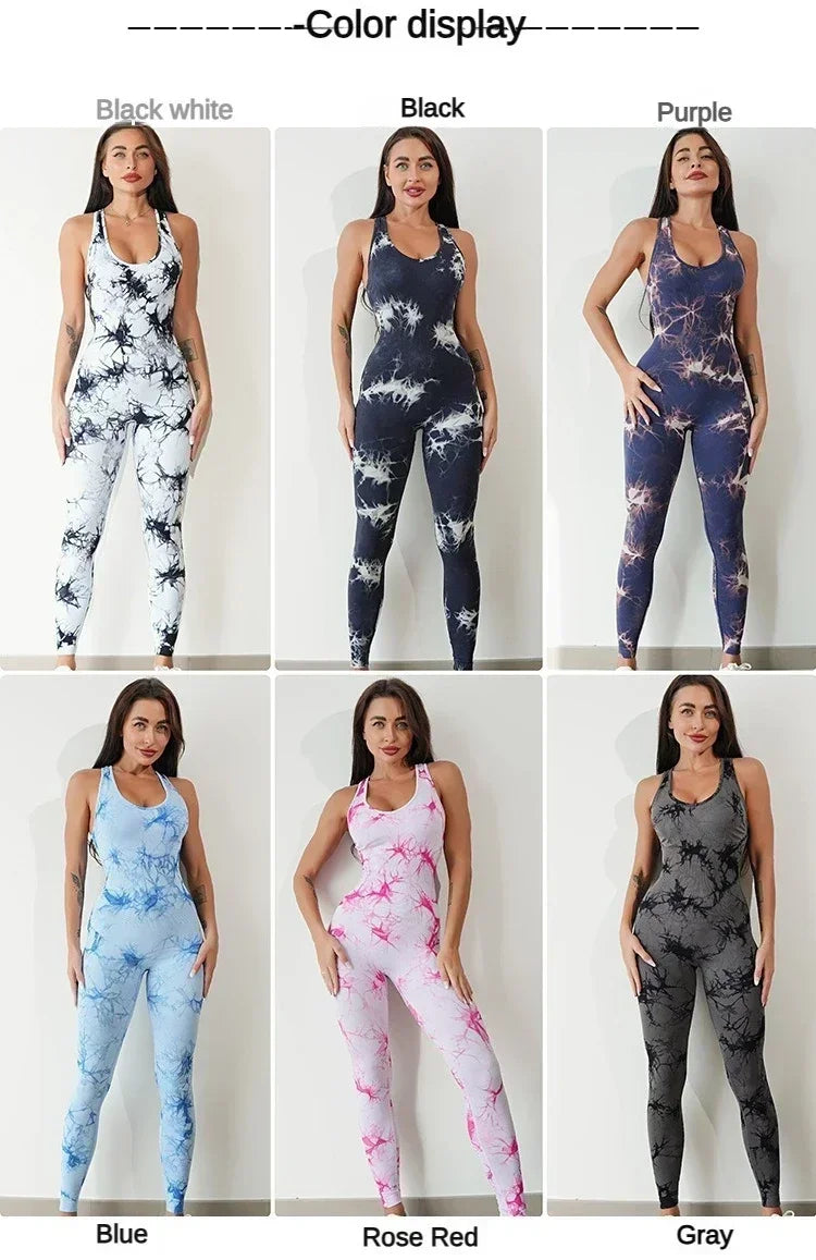 Seamless Tie-Dyed Yoga Jumpsuits