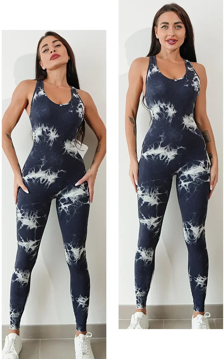 Seamless Tie-Dyed Yoga Jumpsuits