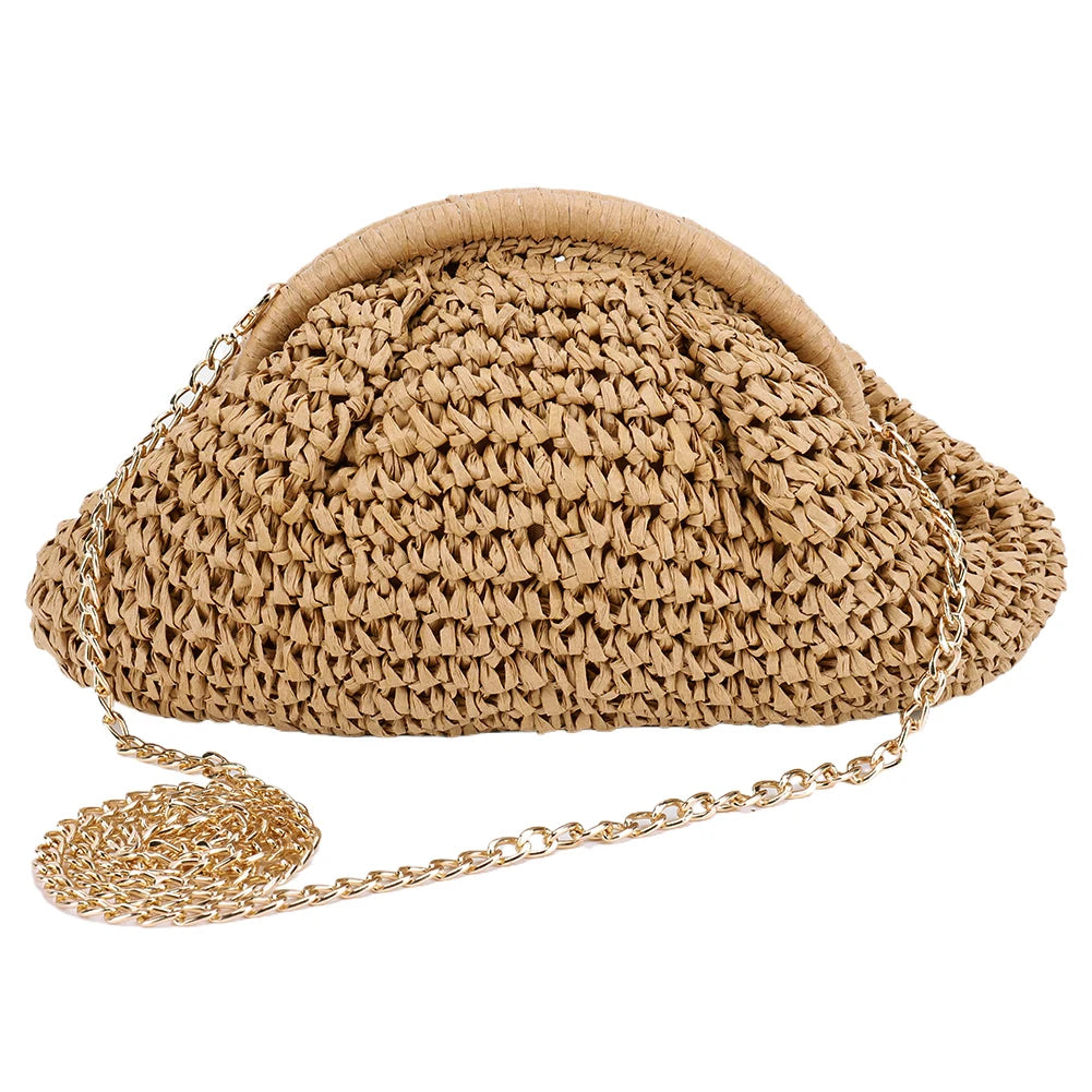 Women Straw Woven Bag Chain Strap