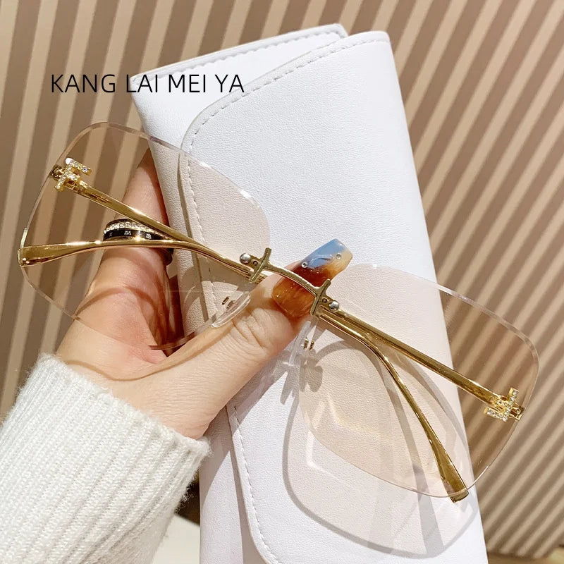 Metal Frameless Sunglasses Women's