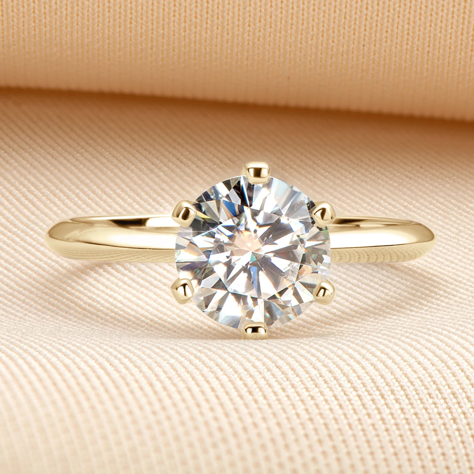 Moissanite Solitaire Ring Silver