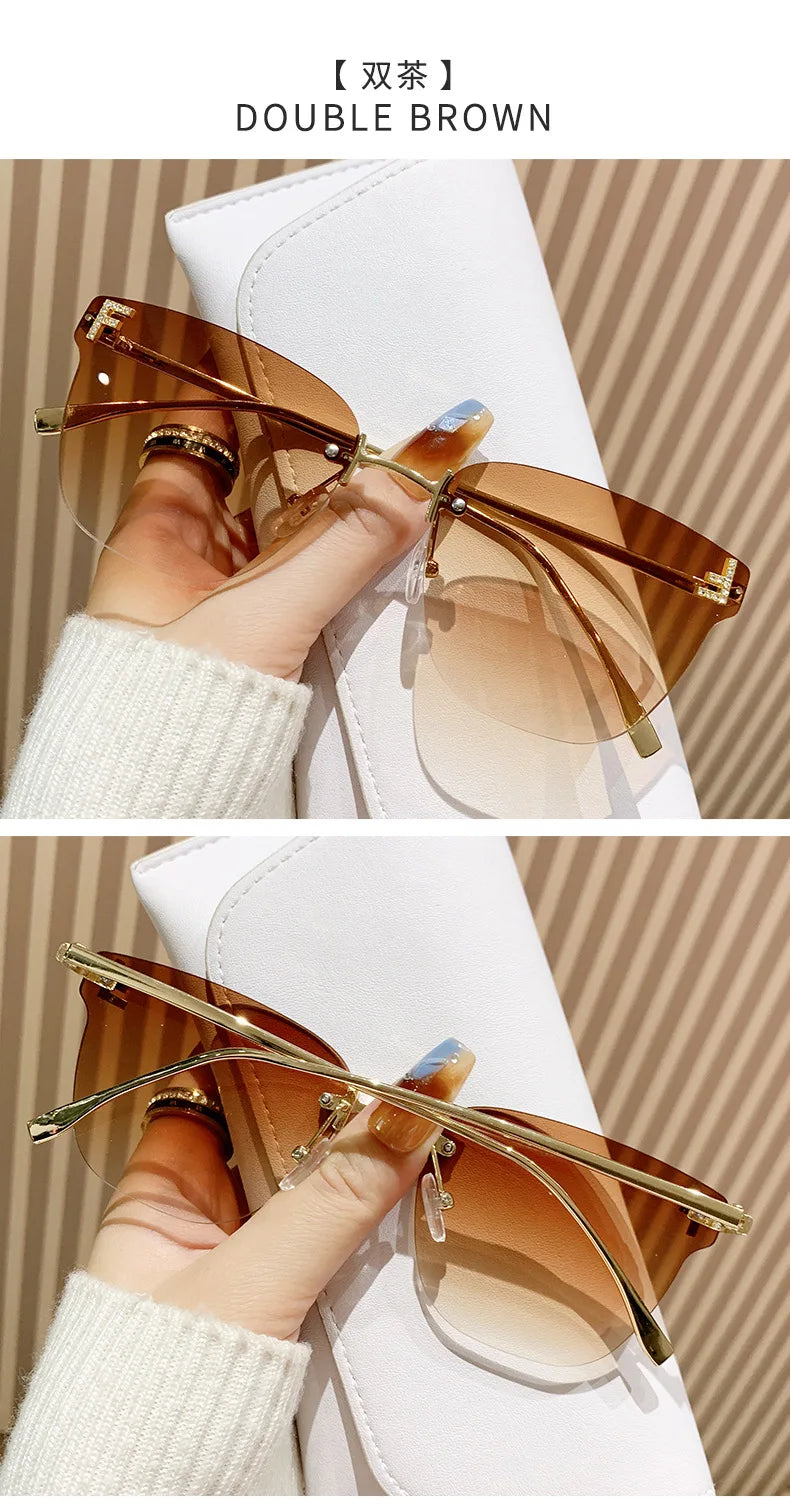 frameless square sunglasses