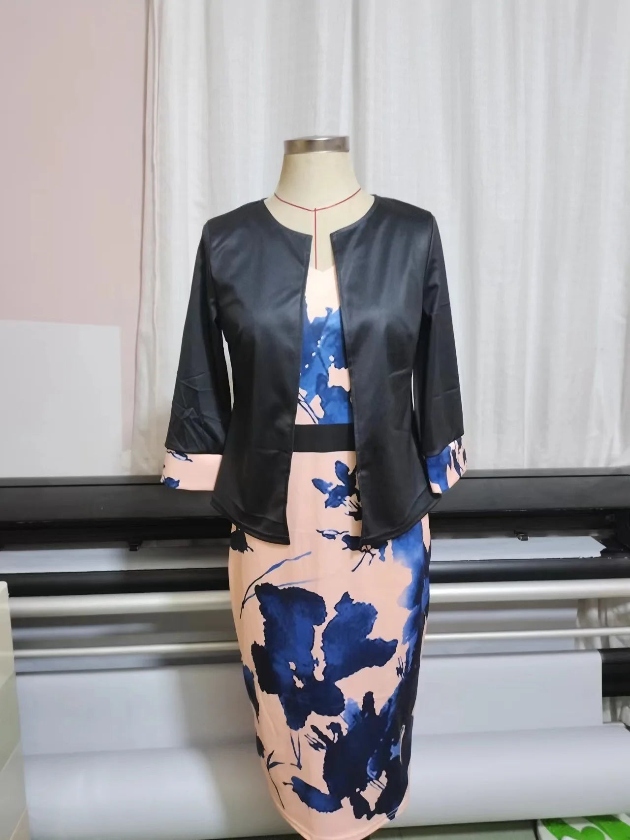 Print Package Hip Dress Two Piece Sets