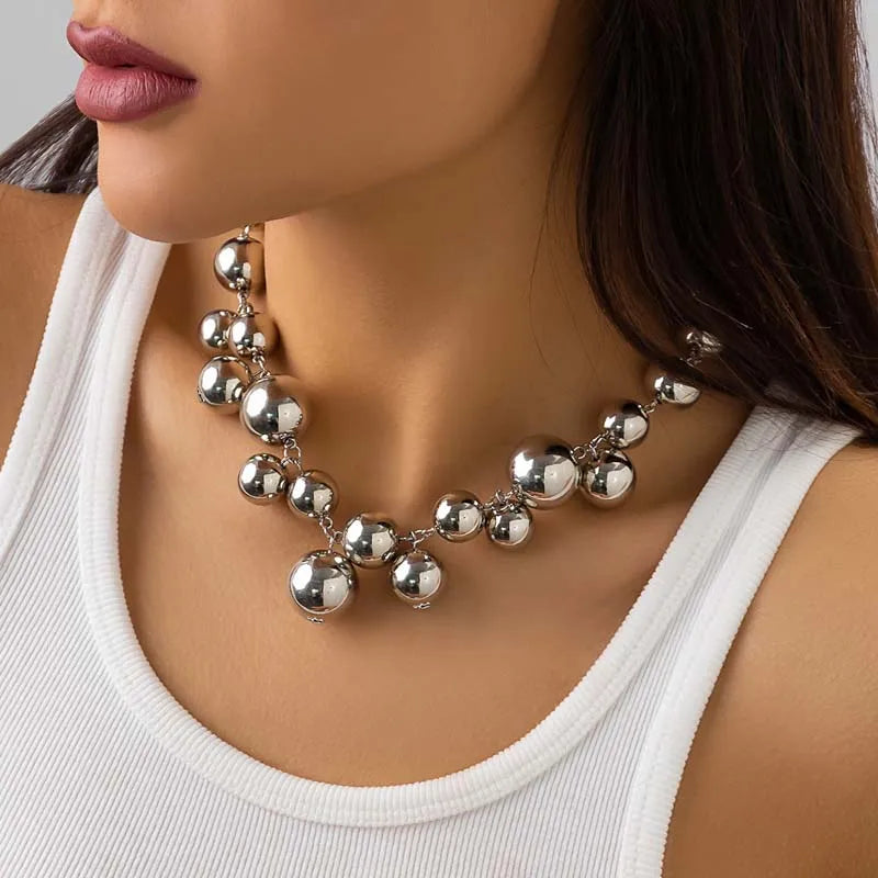 Exaggerated Metal Big Ball Pearls