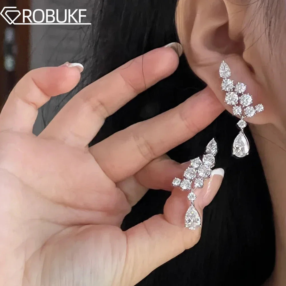 Luxury Full Moissanite Drop Earrings