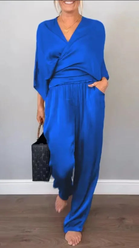 Fashion Suit Women's Summer Solid Knotted Sets