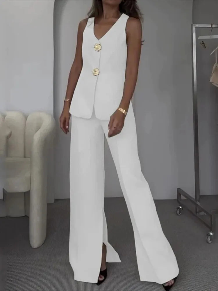 Two Piece Set Women Summer V Neck