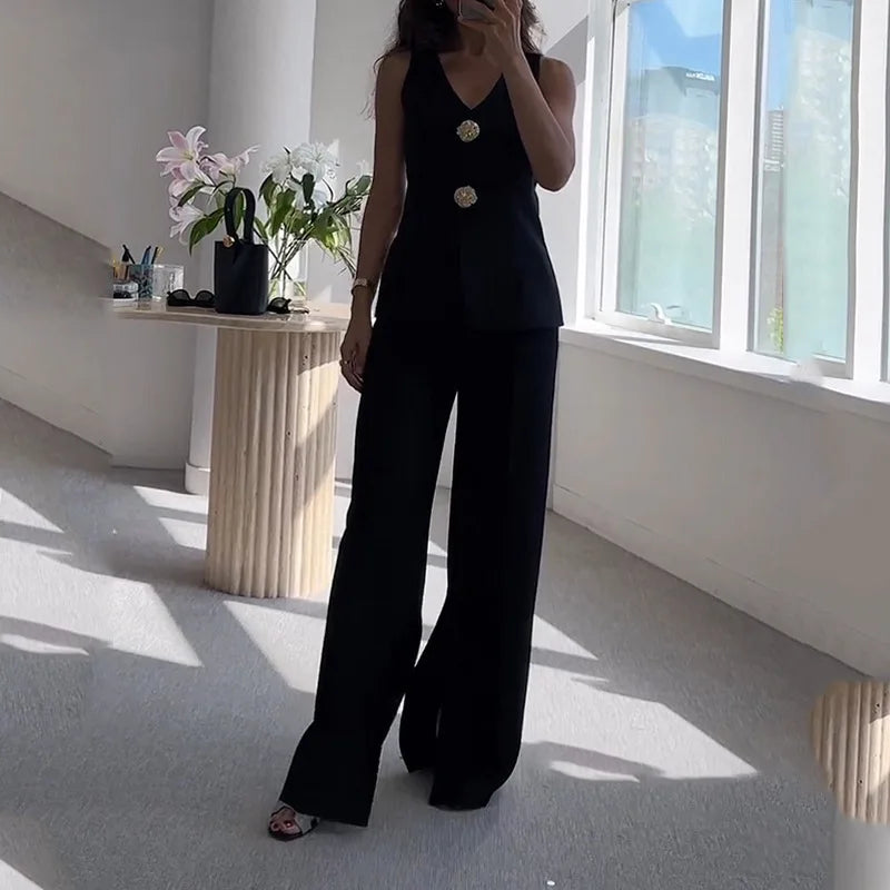 Two Piece Set Women Summer V Neck