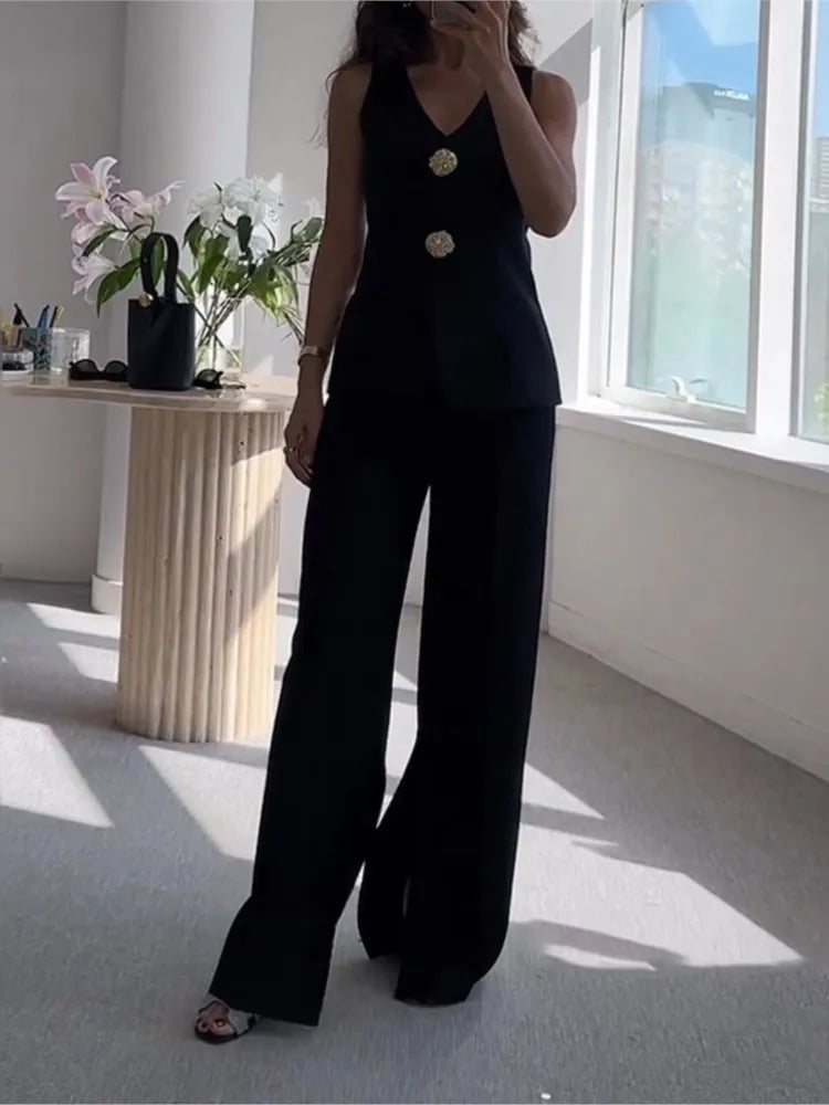 Two Piece Set Women Summer V Neck