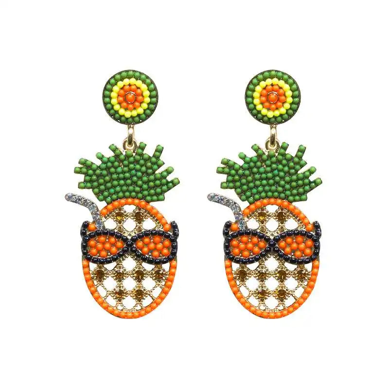Fashion Bling Pineapple Lemon Dangle Earrings
