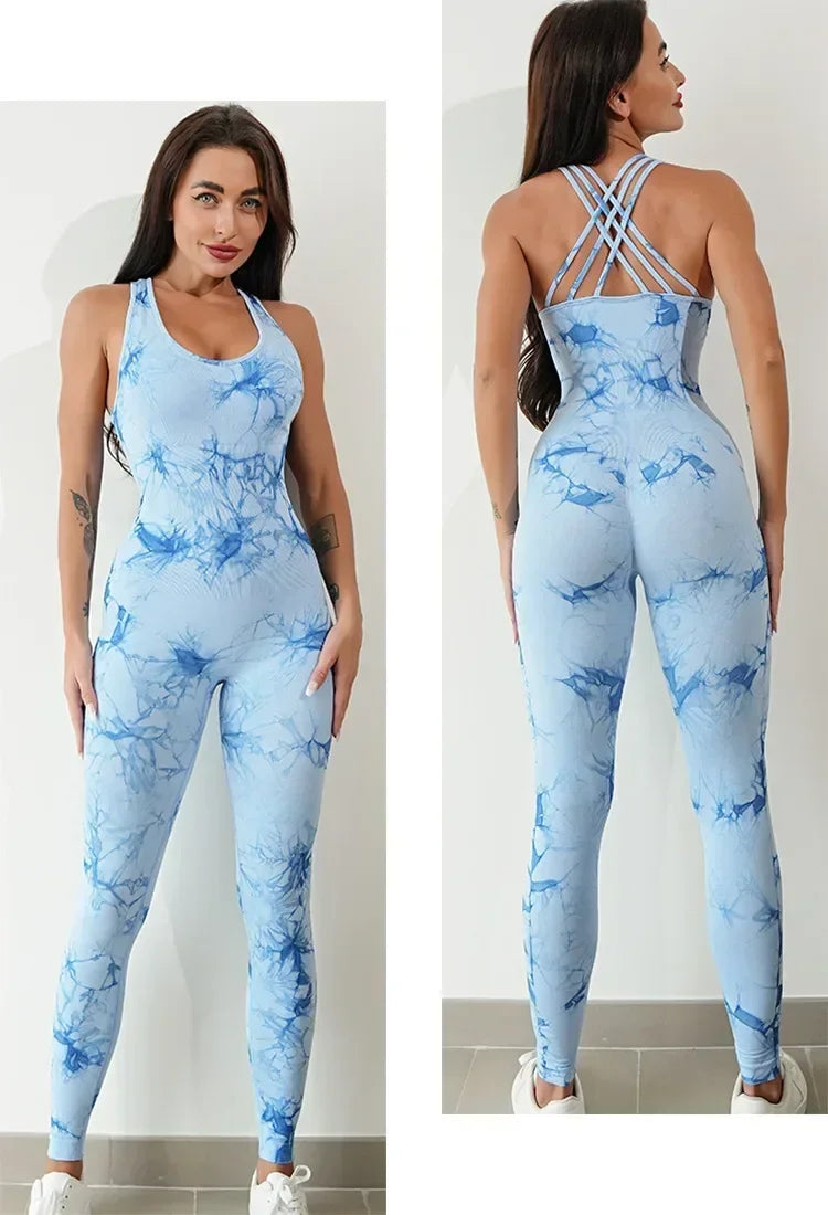 Seamless Tie-Dyed Yoga Jumpsuits