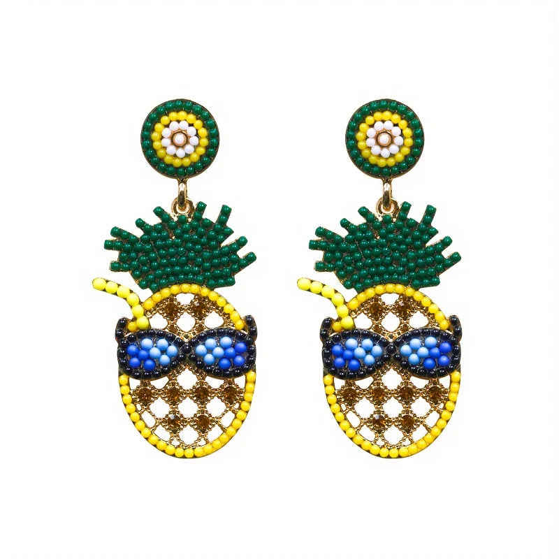 Fashion Bling Pineapple Lemon Dangle Earrings