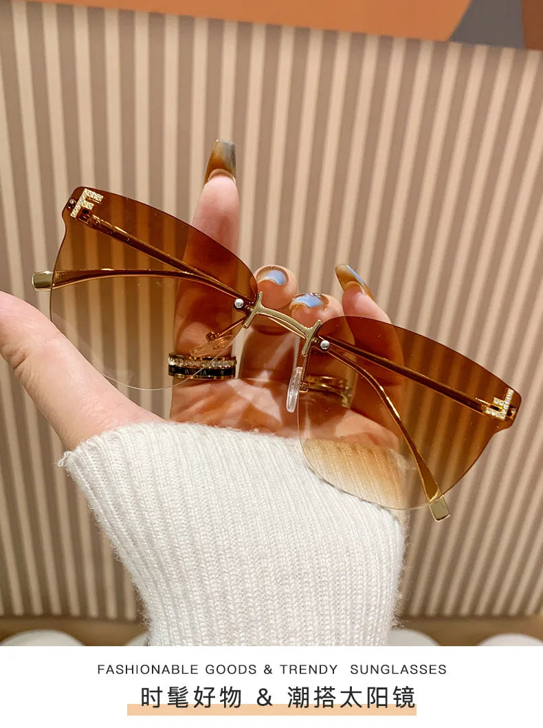 frameless square sunglasses