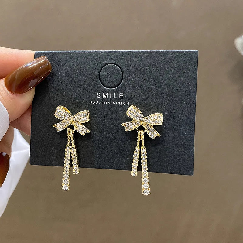 WLP Exquisite Sweet Pink Rhinestone Bow Tassel