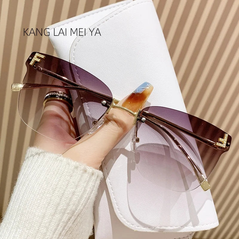 frameless square sunglasses