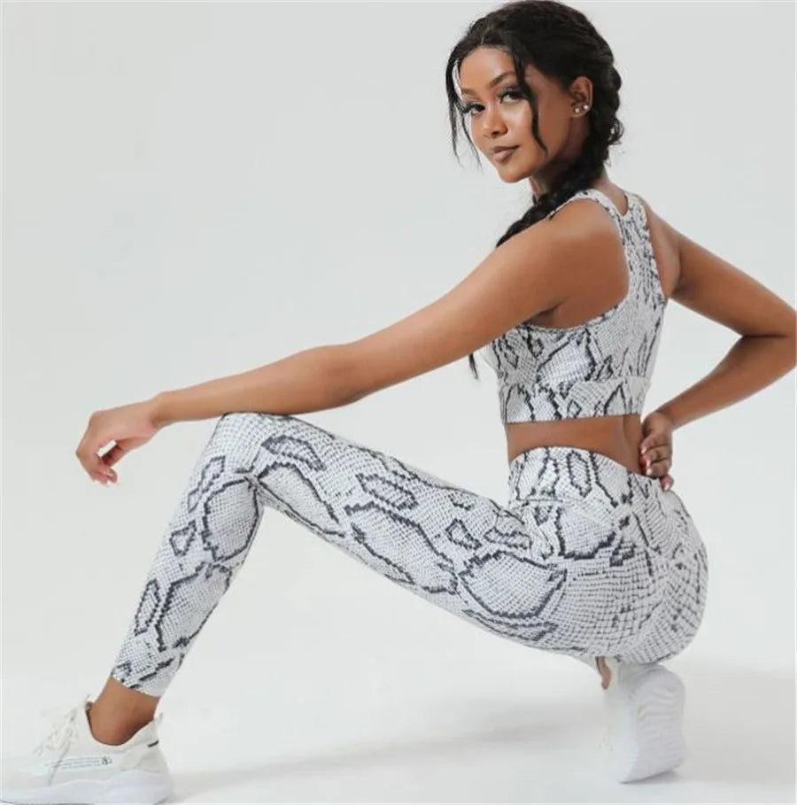 QK Snake Skin Sport Set Women Gym Outfit