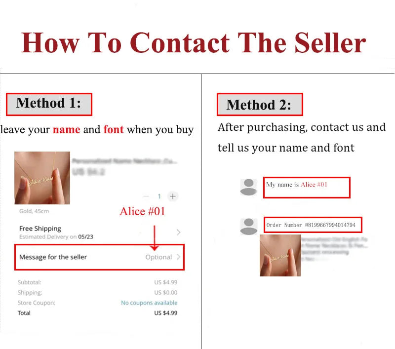 Stainless Steel Custom English Name Necklace