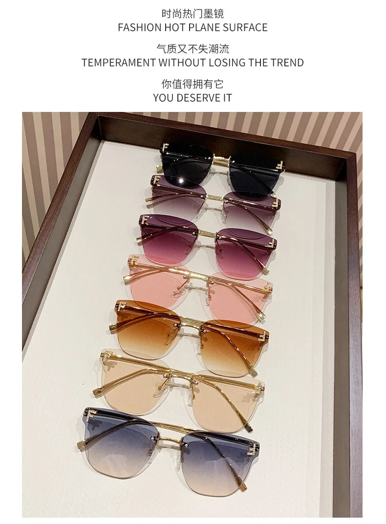 frameless square sunglasses