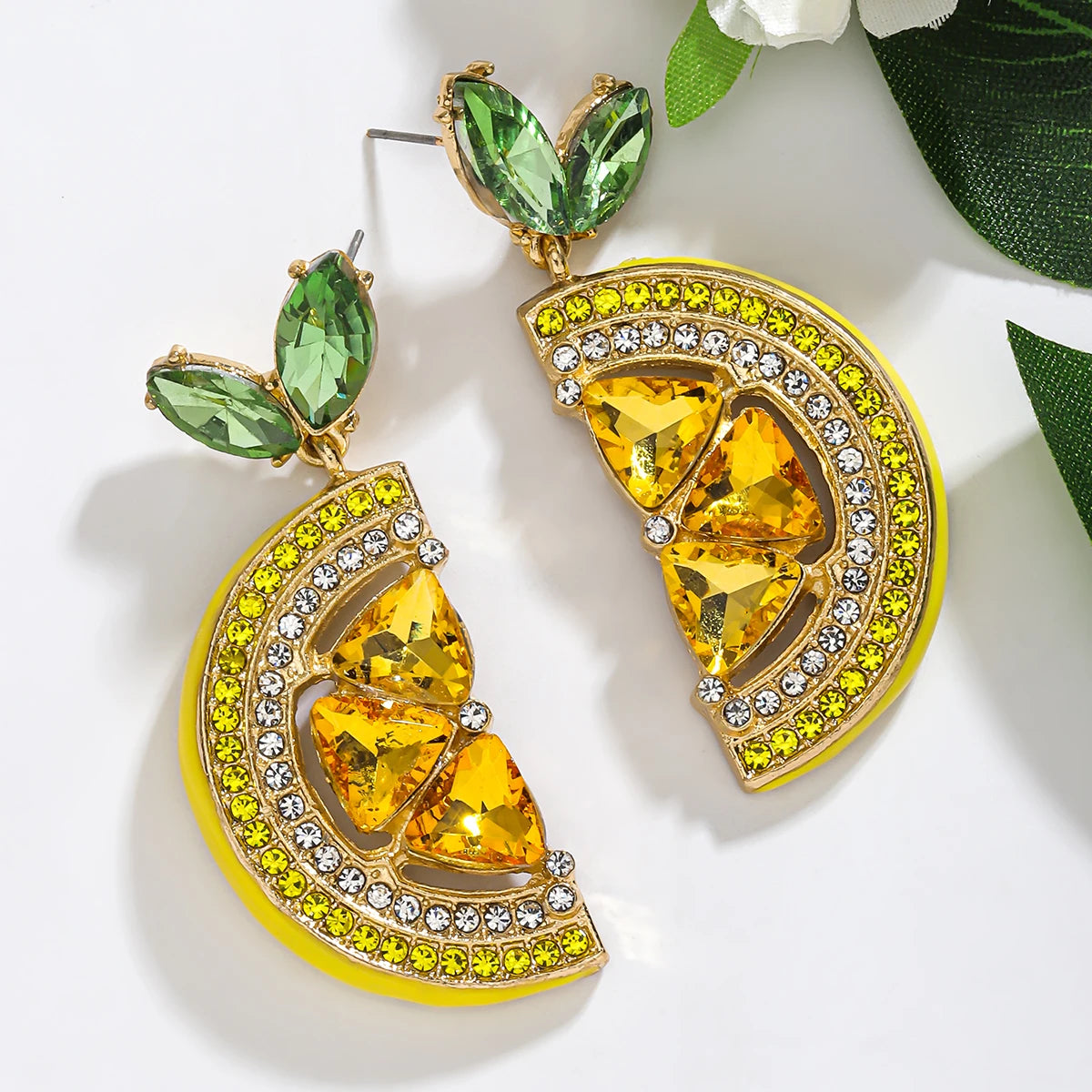 Fashion Bling Pineapple Lemon Dangle Earrings