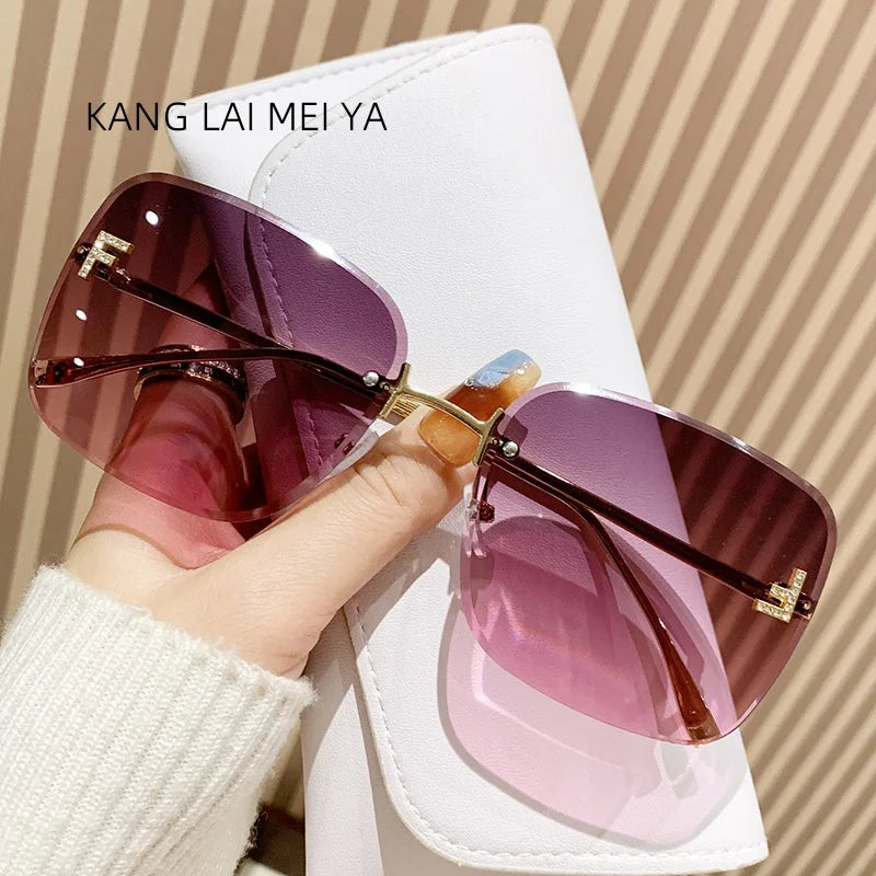 Metal Frameless Sunglasses Women's