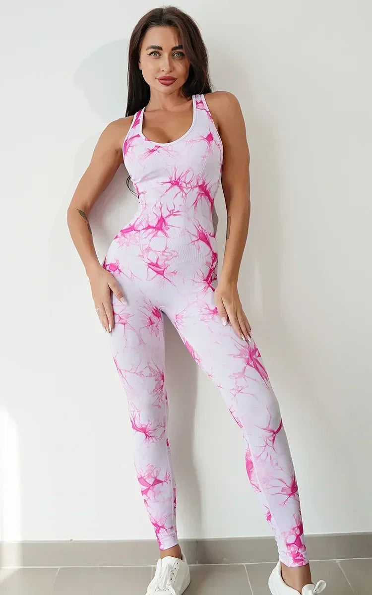 Seamless Tie-Dyed Yoga Jumpsuits