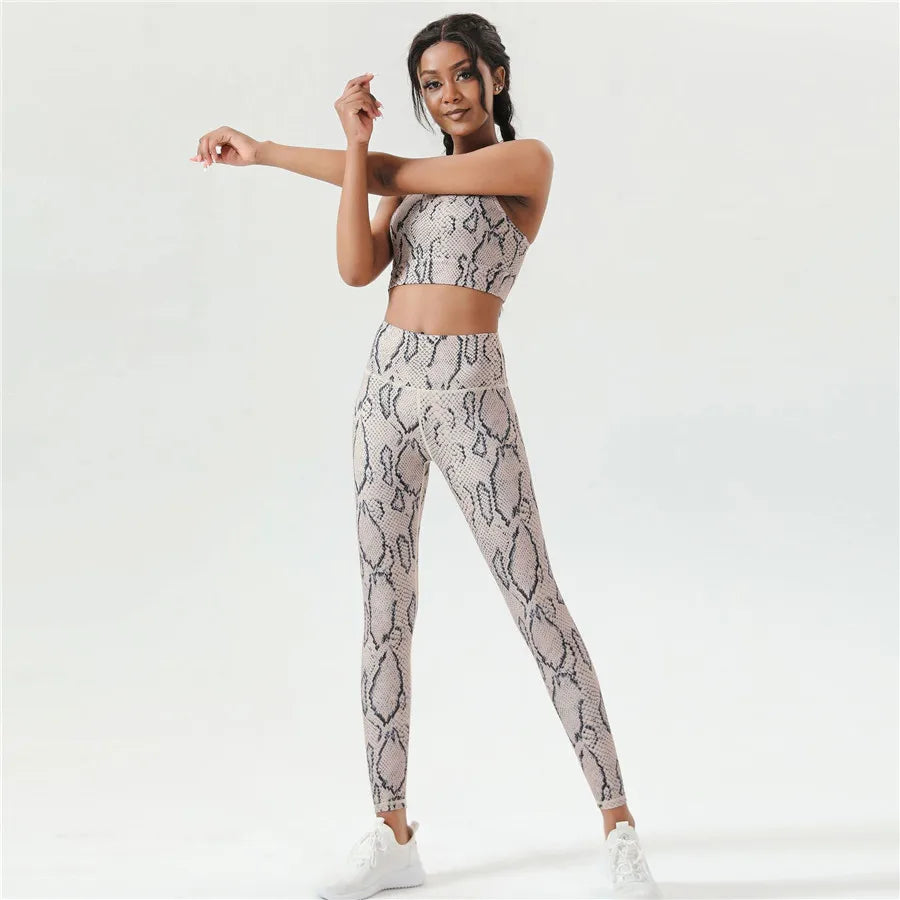 QK Snake Skin Sport Set Women Gym Outfit