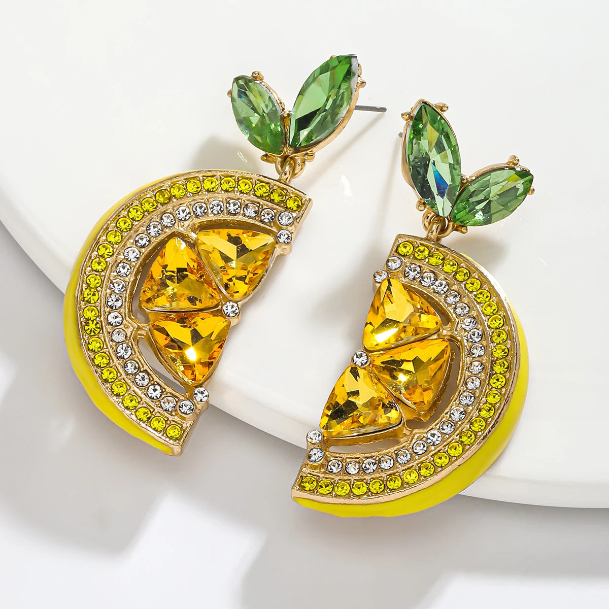 Fashion Bling Pineapple Lemon Dangle Earrings