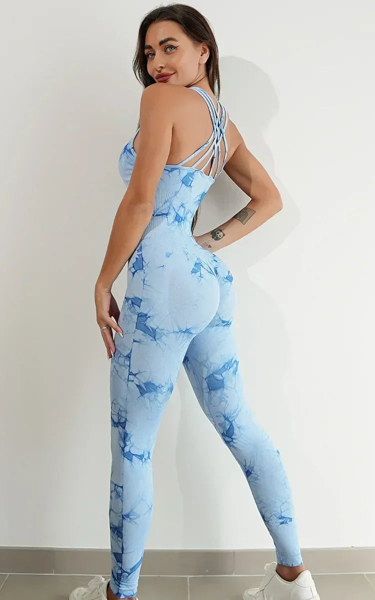 Seamless Tie-Dyed Yoga Jumpsuits