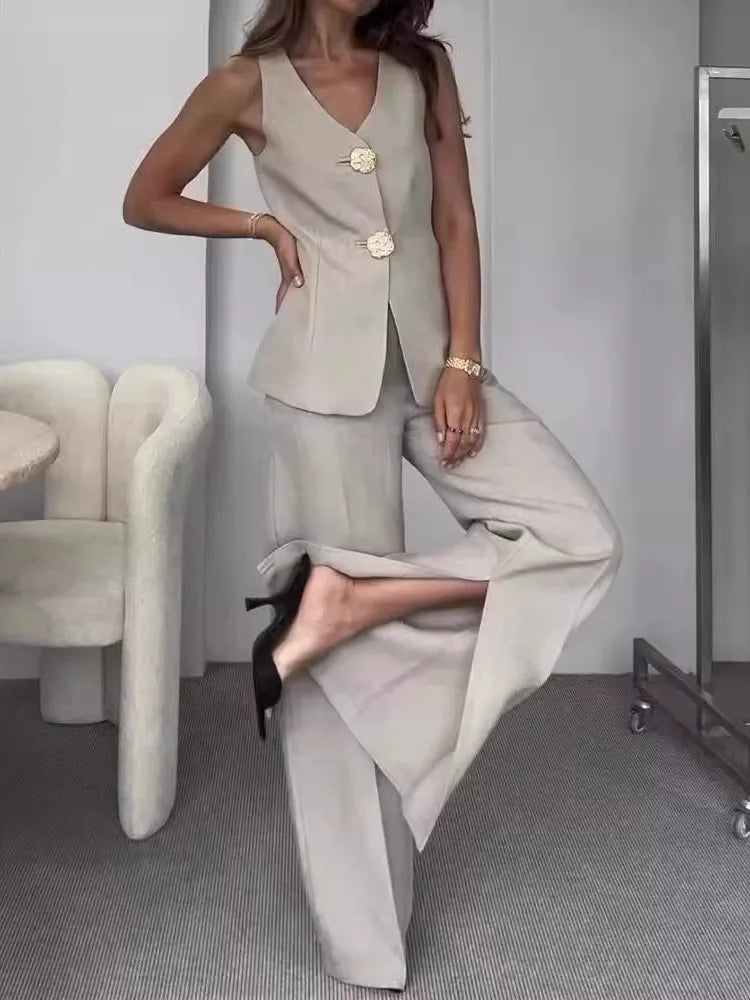 Two Piece Set Women Summer V Neck